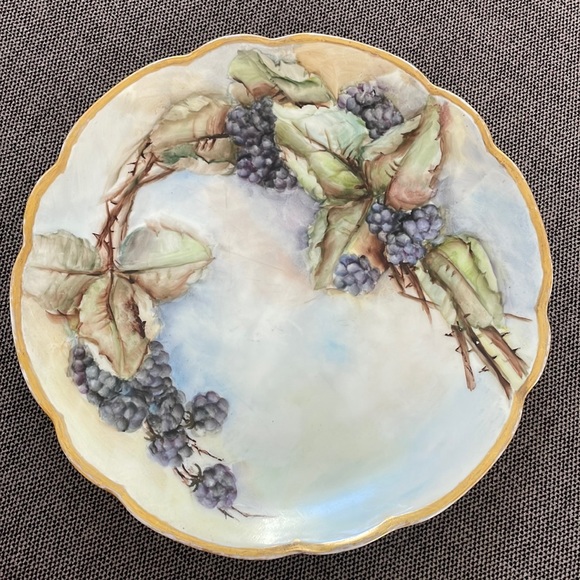 Other - Antique Plate - MZ Austria with Hand-Painted Grapes
